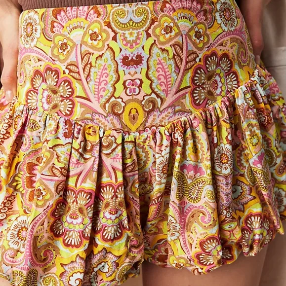 Free People La Rochelle Bubble Shorts High Rise Smocked Waist Paisley Floral XL - Picture 3 of 12